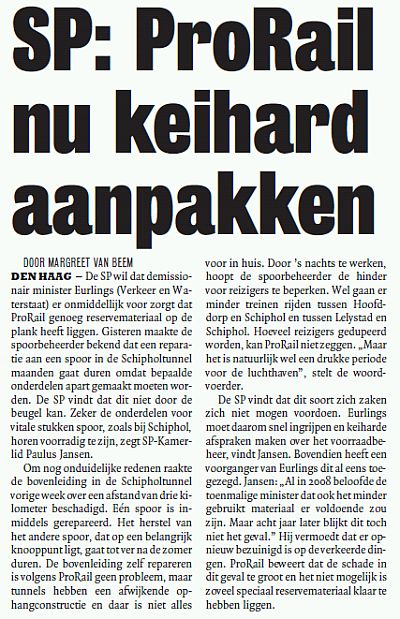 SPITS 20100720 Prorail-Schipholtunnel